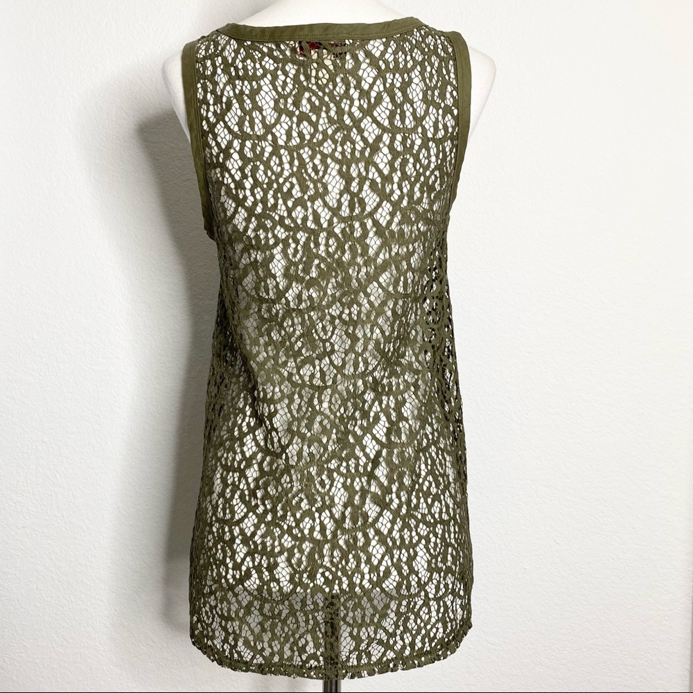BANANA REPUBLIC Olive Green Lace Blouse - Picture 2 of 4